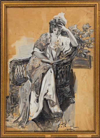 ALBERT BECK WENZELL (1864-1917) Geraldine was sitting there calmly reading, in the moment of her deadliest disdain.